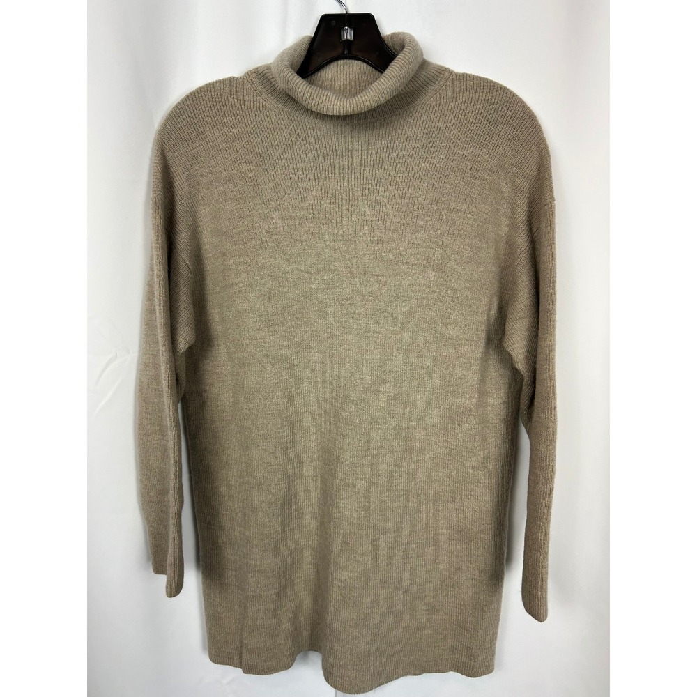 Babaton Aritzia Tan Beige 100% Merino Wool Turtleneck Sweater Minimalist Size 1